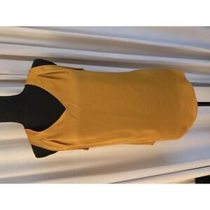 Banana Republic Sleeveless Satin V-Neck Blouse in Mustard Yellow, Size M